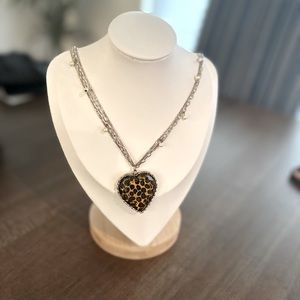 Betsey Johnson Leopard Heart Necklace